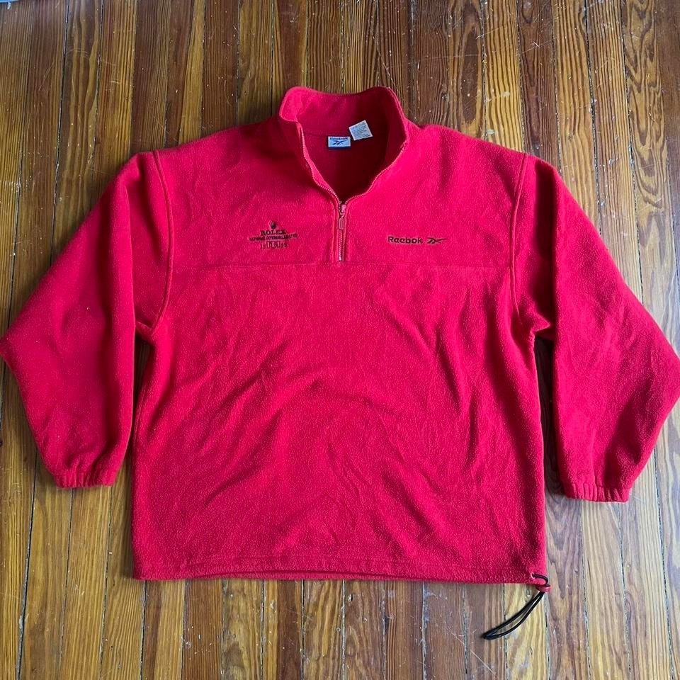 Vintage 1990s Reebok Rolex Embroidered Logo Quarter Zip Pullover Fleece Sweater